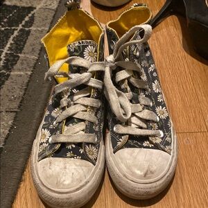 Floral Kids Sneakers with Yellow Accents